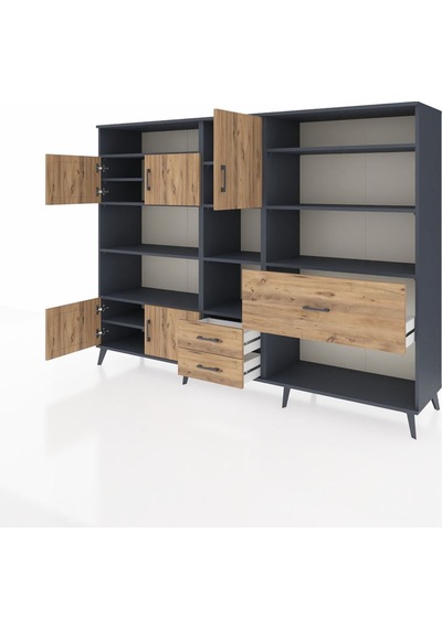Hyperion Dolap 13 Raflı 3 Çekmeceli 5 Kapaklı 220x44x163 Antrasit Antrasit-çam Hyperion Dolap 13 Raflı 3 Çekmeceli 5 Kapaklı 220x44x163 Antrasit Antrasit-çam