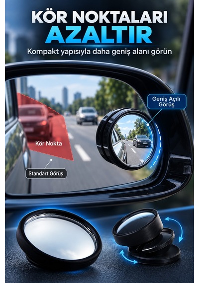 Ayarlanabilir Otomobil Yan Dikiz Kör Nokta Aynası Seti Geniş Açı