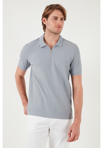 Buratti Pamuklu Regular Fit Fermuarlı Erkek Polo Yaka T Shirt 5902434 Gri