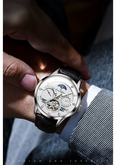 Kronen&söhne Ks4010 Luxury Tourbillon Mekanik Otomatik Erkek Kol Saati Gümüş - Siyah