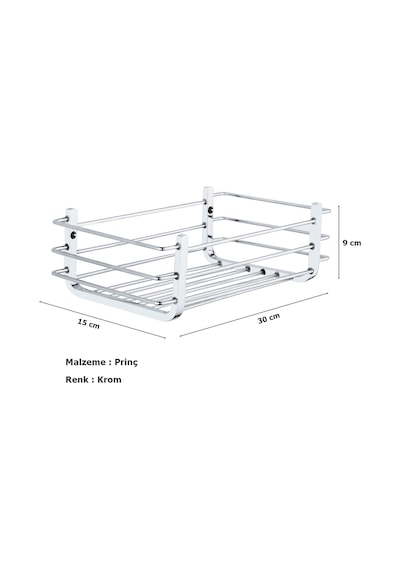 Tema Yatay Prinç Süngerlik Şampuanlık Krom Paslanmaz 30x15 Cm Krom