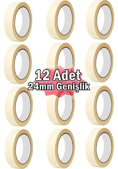 Maskeleme Bandı 12 Adet 24Mm Kağıt Boya Bantı