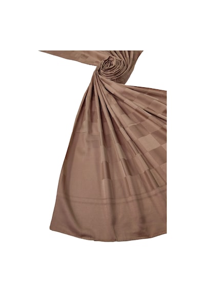 Mim Eşarp Emproyal Silver Jakar Dama Desenli Şal 75x190 Cm Vizon
