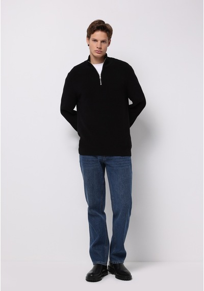 Colin's Colins Regular Fit High Neck Jakarlı Erkek Siyah Kazak Cl1076440 Q1.v2 Blk Siyah
