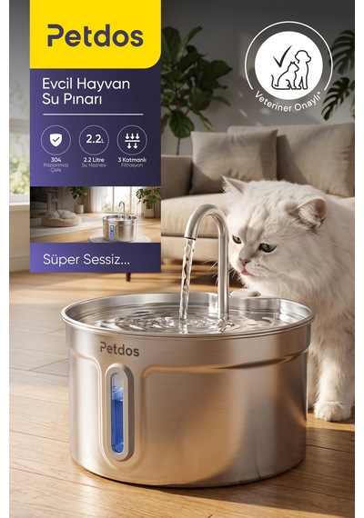 Aqua Pure Otomatik 2.2 L Kedi Köpek Su Pınarı Su Çeşmesi Ultra Sessiz Pd-s101