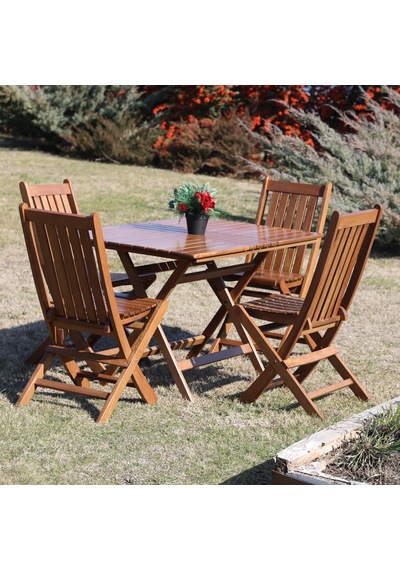 Avşa Ahşap Katlanır Bahçe Balkon Seti: 80x80 Masa + 4 Sandalye Acı Kahverengi Avşa Ahşap Katlanır Bahçe Balkon Seti: 80x80 Masa + 4 Sandalye Acı Kahverengi