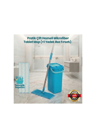 Çift Hazneli Tablet Mop Temizlik Seti +1 Yedek Mop