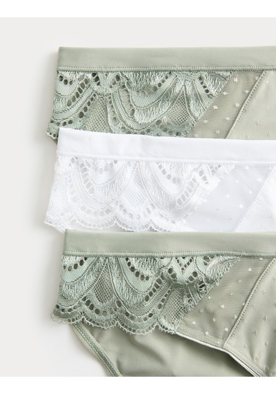 Marks & Spencer 3'lü Amelia Dantelli Bikini Külot Seti T61005760N Yeşil