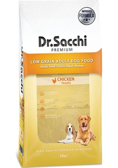 Dr. Sacchi Premium Tavuklu Düşük Tahıllı Yetişkin Köpek Maması 12 KG