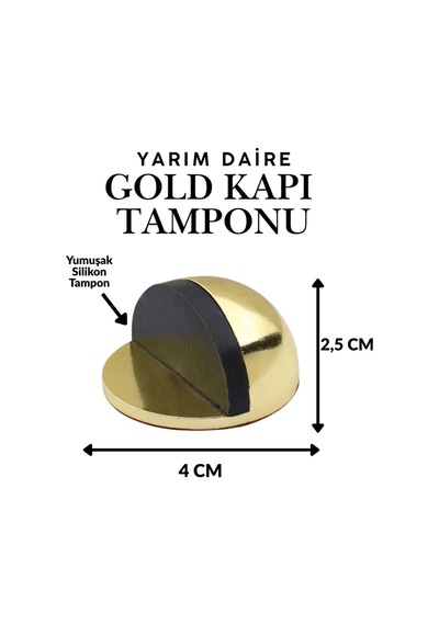 10 Adet Gold Yarım Daire Yapışkanlı Kapı Tamponu Kapı Stoperi Metal Kapı Stopu Durdurucu