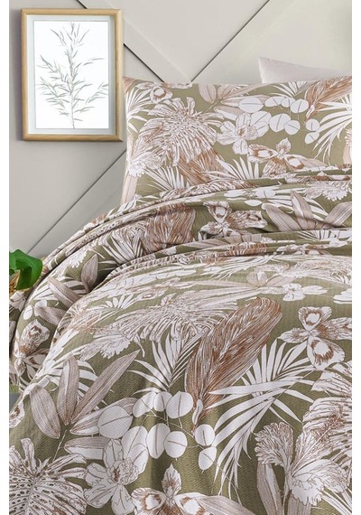 As Perde Cotton Life Çift Kişilik Pike Takımı Hawai Yeşil