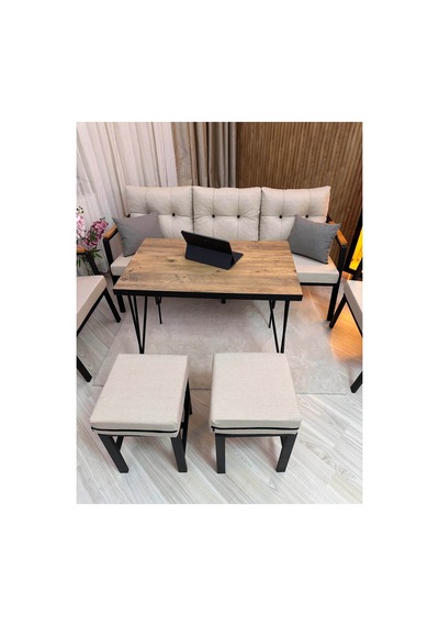Houseart Lale Balkon, Bahçe - Cafe , Teras , Metal Kanepe Koltuk Takımı ,çay Seti 3+1+1+ 2 Puf Yemek Masası Krem Houseart Lale Balkon, Bahçe - Cafe , Teras , Metal Kanepe Koltuk Takımı ,çay Seti 3+1+1+ 2 Puf Yemek Masası Krem