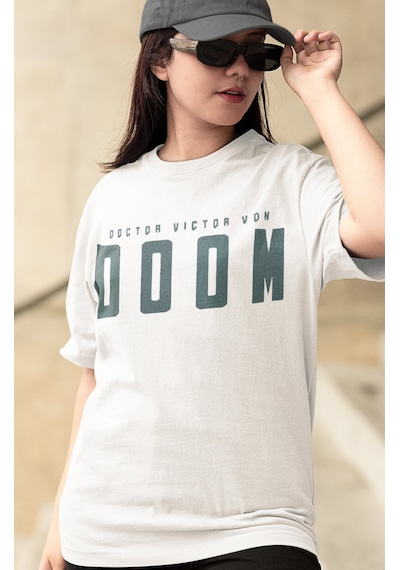 Doctor Doom Süper Film Kahraman Sırt Baskılı Unisex Oversize Tişö Beyaz