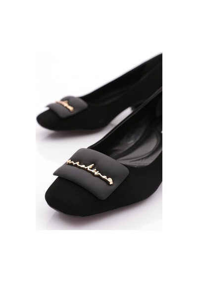 Dgn 4886 Kadin Kare Tokali Topuklu Ayakkabi 4886-1423-R1700 Siyah Velvet Dgn 4886 Kadin Kare Tokali Topuklu Ayakkabi 4886-1423-R1700 Siyah Velvet