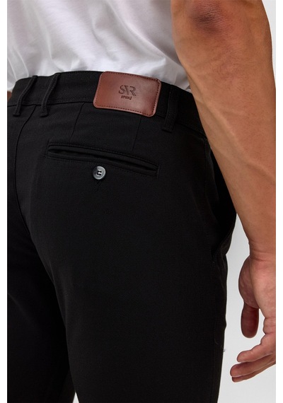 Süvari Siyah Slim Desenli Pantolon