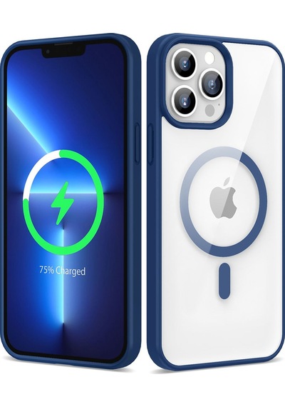 Apple Uyumlu iPhone 13 Pro Max Magsafe Wireless Şarj Özellikli Silikon Csm Zore Ege Kılıf-mavi