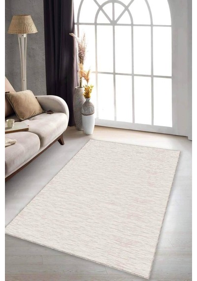 Krem Sade Desensiz Kaymaz Tabanlı Dekoratif Halı Krm055n11