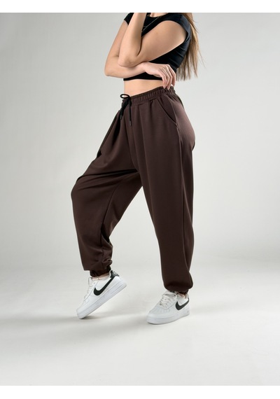 Pileli Kahve Kadın Jogger Pantolon Coc2848 Kahverengi