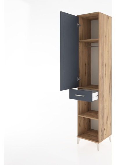 Hyperion Dolap 3 Raflı Tek Çekmeceli Tek Askılı 44x44x221 Çam... Çam