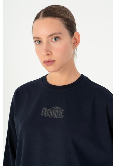 Maraton Oversize Kadın Bisiklet Yaka Açık Lacivert- Sweatshirt Açık Lacivert-