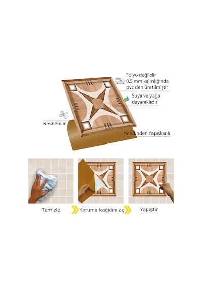 Tink Kendinden Yapışkanlı Ahşap 011 Desenli Pvc Karo 30x30 Cm