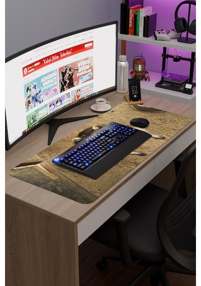 Rakun Kaymaz Dikişli Kauçuk Oyuncu Mousepad V1 - 90x40 Xxl Gaming Mouse Pad Fare Altlığı