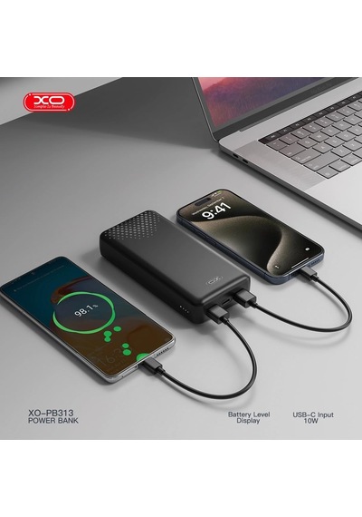 Pb313 20000 Mah Taşınabilir Powerbank Çift Usb-a Çıkışlı Ve Type-c Girişli İnce Harici Batarya, Kompakt Şarj Cihazı - Beyaz