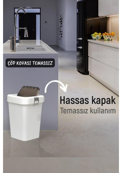 Çöp Kovası Aç-kapa Banyo Çöp Kutusu Mutfak Çöp Kovası Beyaz 18 Litre Beyaz
