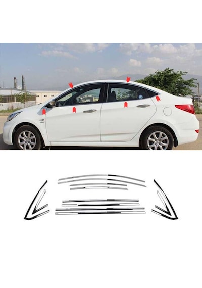 Hyundai Accent Blue Cam Çıtası Komple Set Çerçevesi Kromu Nikelajı