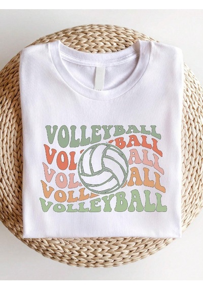 Flood Of Style Kadın Beyaz Voleybol Baskılı Oversize