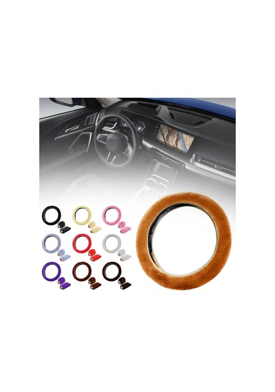 Süper Yumuşak Peluş Araba Direksiyon Kılıfı Evrensel Direksiyon Simidi Otomatik D Diğer