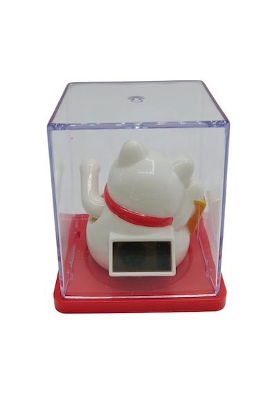 Maneki Neko El Sallayan Mini Şans Kedisi Beyaz Solar Güneş Enerjili 5x5cm Y5byz05
