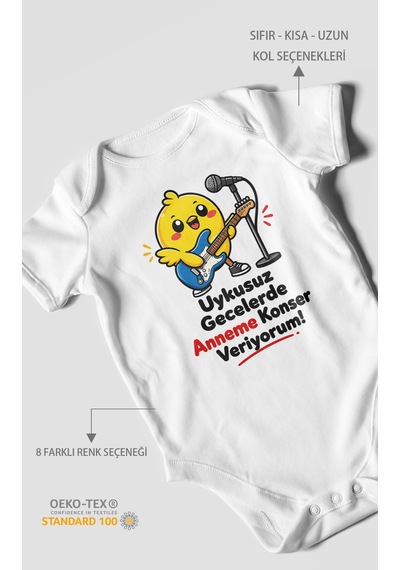 Morivokids Anneye Özel Kısa Kollu Bebek Body %100 Pamuk Zbn226-kk Beyaz