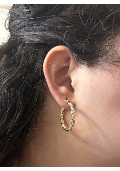 Kadın Burgu Model Gold Renk Halka Çelik Küpe Gold