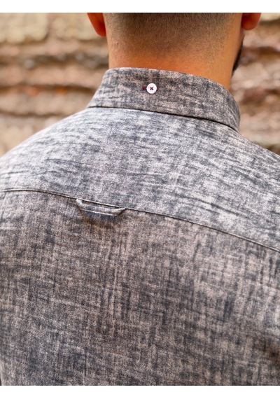 Slim Fit Uzun Kol Müslin Dijital Baskılı Hediye Kutulu Erkek Gömlek Fs-004599 - Antrasit-3364
