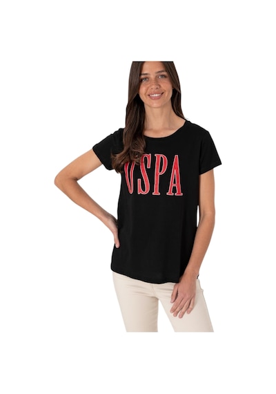 U.S. Polo Assn. Kadın Marka Yazılı T-shirt SIYAH