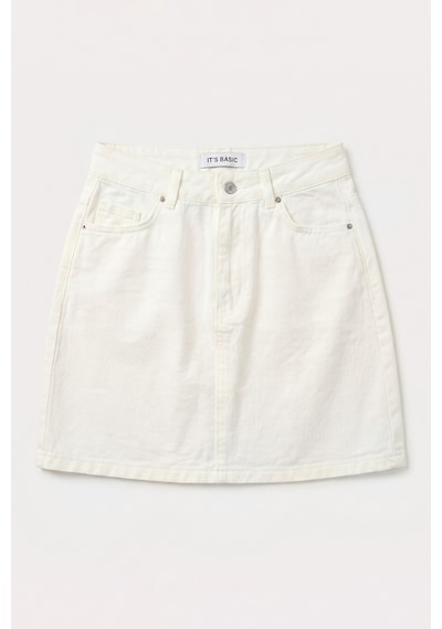 Itsbasic Kadın Kırık Beyaz 7s6-101 Straight Mini Denim Etek Itsbasic Kadın Kırık Beyaz 7s6-101 Straight Mini Denim Etek