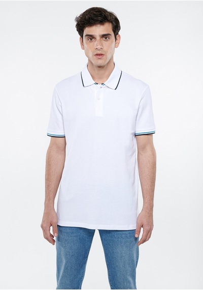 Mavi - Beyaz Polo Tişört 0611407-620 Beyaz