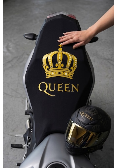 Queen Universal Motor Sele Kılıfı Siyah Scooter Sele Koruyucu Kadınlara Özel %100 Polyester Yıkanabilir Koltuk Kılıfı