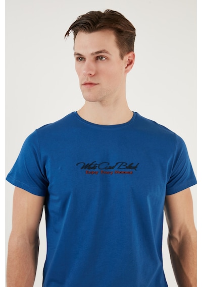 Buratti Pamuklu Slim Fit Bisiklet Yaka Yazılı Erkek T Shirt 541Enjoy Parliament