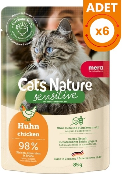 Mera Cats Nature Tavuklu Pouch Yetişkin Konserve Kedi Maması 85 Gr 6 Adet