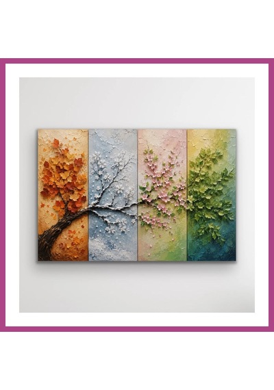 Gees Global 4 Mevsim Ağaç Kanvas Tablo 60x90 Cm Gbzs Çok Renkli