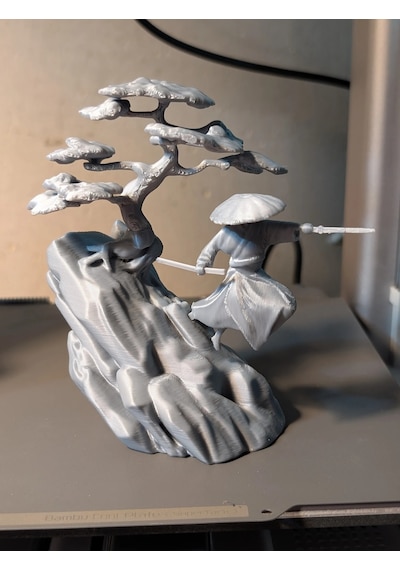 Minyatür Ağaç Bonsai Ağacı 14cm Gri Renk Pla Doğal Malzeme