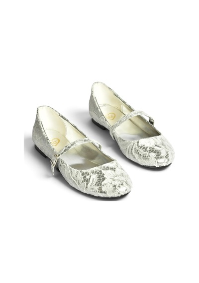 Fox Shoes Z726232704 Gümüş Kumaş Bantlı Kadın Babet