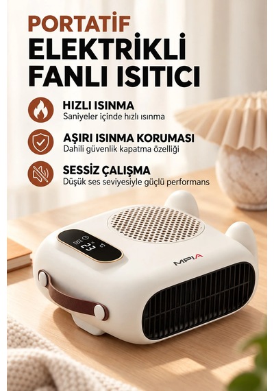 Exenar - Beyaz - 2000w Uzaktan Kumandalı Elektrikli Fanlı Isıtıcı Soba