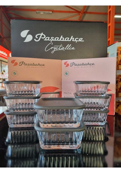 Paşabahçe 530236 - Frezya Gri Kapaklı 8'li Kase 225 Cc Şeffaf