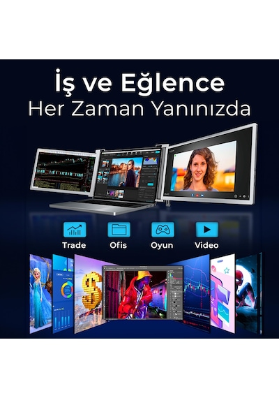 Npo Npm20 30 MS 60 Hz 15.4" FHD 1080p Ips Type-c Taşınabilir Dizüstü 2'li Monitör Çoklayıcı Notebook Monitör