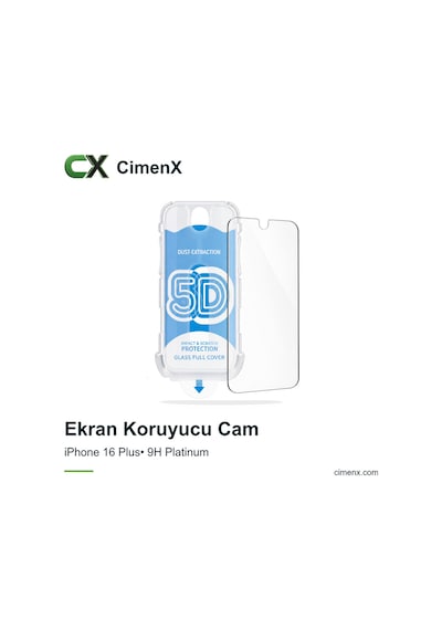 Apple iPhone Uyumlu 16 Plus - 9h Platinum Glass Full Cover Montaj Aparatlı Ekran Koruyucu Cam