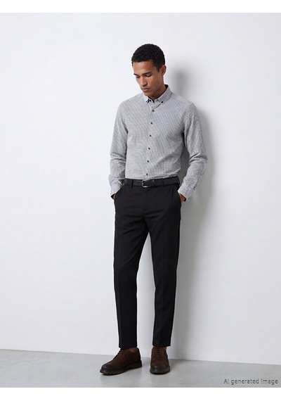 Lcw Busıness Siyah Regular Fit Ekose Erkek Gömlek