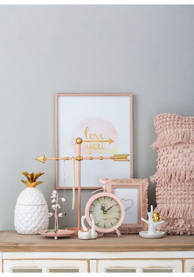 Pembe Metal Çerçeveli Cam Duvar Panosu Modern Luxury Salon Antre Ofis Dekoratif Duvar Tablosu Pembe, Sarı